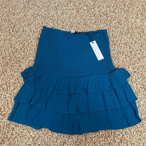 Olivaceous Dresses & Skirts - Olivaceous Womens Ruffle Mini Skirt Teal Smocked M NWT